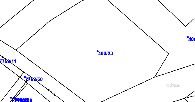 Parcela st. 400/23 v KÚ Lhotka u Mělníka, Katastrální mapa