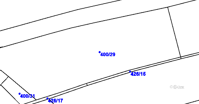 Parcela st. 400/29 v KÚ Lhotka u Mělníka, Katastrální mapa