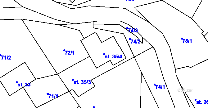Parcela st. 35/4 v KÚ Lhotka u Mělníka, Katastrální mapa