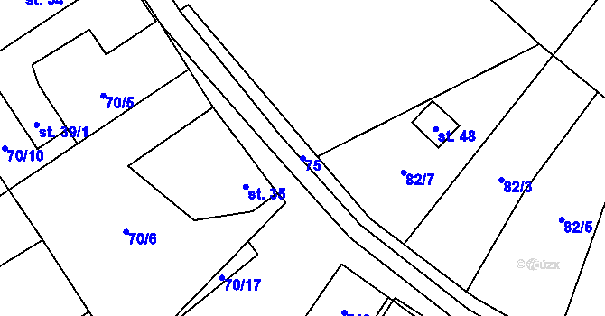 Parcela st. 75 v KÚ Lhotka u Humpolce, Katastrální mapa