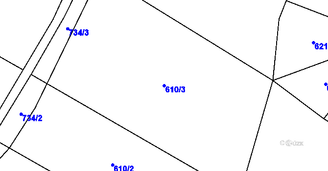 Parcela st. 610/3 v KÚ Lhotka u Humpolce, Katastrální mapa