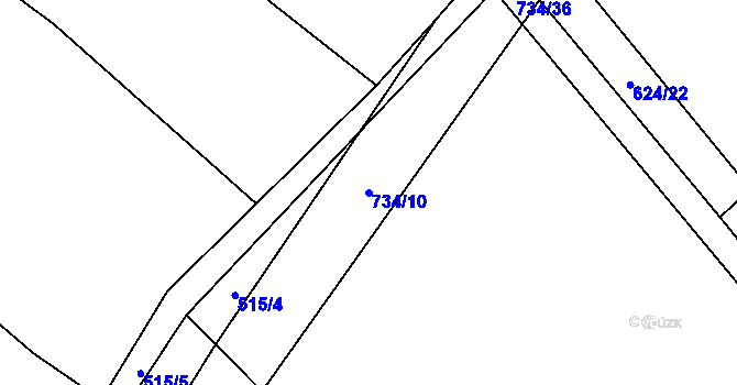 Parcela st. 734/10 v KÚ Lhotka u Humpolce, Katastrální mapa
