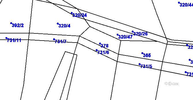 Parcela st. 731/6 v KÚ Lhotka u Humpolce, Katastrální mapa