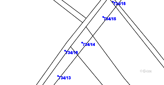 Parcela st. 734/14 v KÚ Lhotka u Humpolce, Katastrální mapa