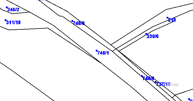 Parcela st. 748/1 v KÚ Lhotka u Humpolce, Katastrální mapa