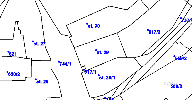 Parcela st. 29 v KÚ Chockov, Katastrální mapa