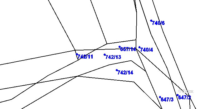 Parcela st. 742/13 v KÚ Chockov, Katastrální mapa