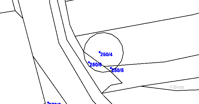 Parcela st. 250/4 v KÚ Lhotka u Radnic, Katastrální mapa