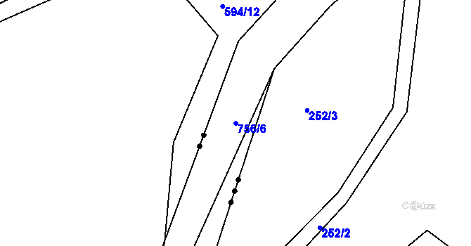 Parcela st. 756/6 v KÚ Lhotka u Radnic, Katastrální mapa