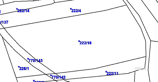 Parcela st. 222/18 v KÚ Lhotka u Radnic, Katastrální mapa