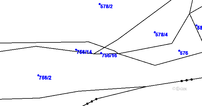 Parcela st. 756/16 v KÚ Lhotka u Radnic, Katastrální mapa
