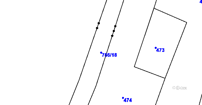 Parcela st. 756/18 v KÚ Lhotka u Radnic, Katastrální mapa