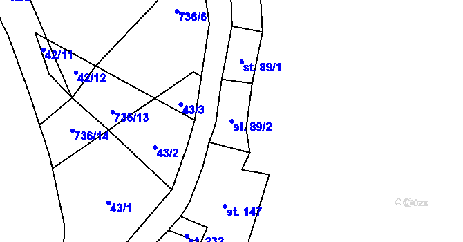 Parcela st. 89/2 v KÚ Lhotka u České Třebové, Katastrální mapa