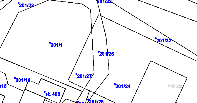 Parcela st. 201/26 v KÚ Lhotka u České Třebové, Katastrální mapa