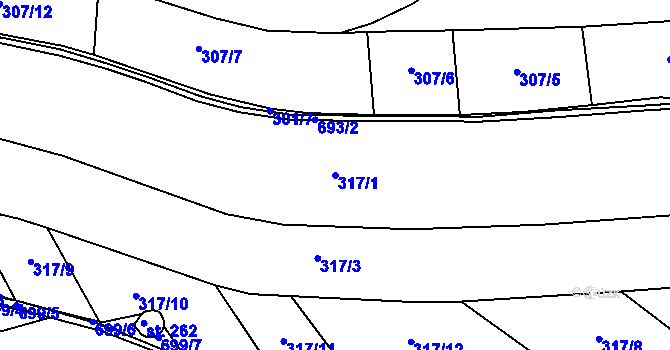 Parcela st. 317/1 v KÚ Lhotka u České Třebové, Katastrální mapa