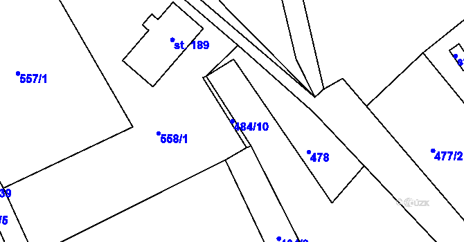 Parcela st. 484/10 v KÚ Lhotka u České Třebové, Katastrální mapa