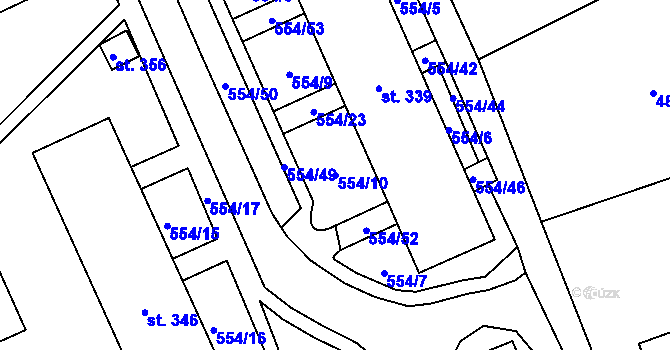 Parcela st. 554/10 v KÚ Lhotka u České Třebové, Katastrální mapa