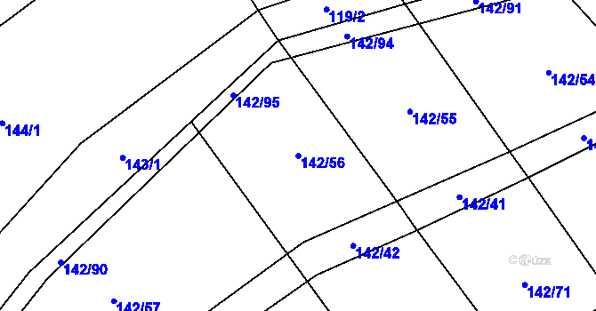 Parcela st. 142/56 v KÚ Lhotka u Mrákotína, Katastrální mapa