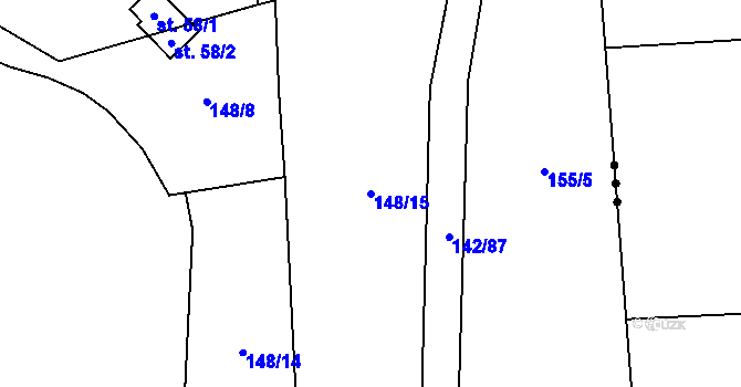 Parcela st. 148/15 v KÚ Lhotka u Mrákotína, Katastrální mapa