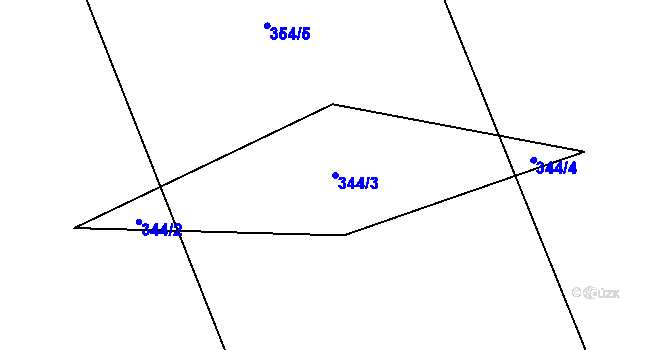 Parcela st. 344/3 v KÚ Lhotka u Mrákotína, Katastrální mapa