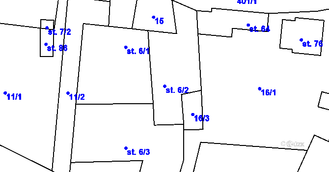 Parcela st. 6/2 v KÚ Lhotka u Mrákotína, Katastrální mapa