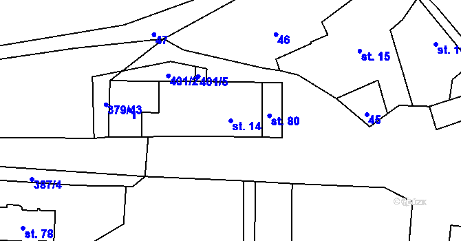Parcela st. 14 v KÚ Lhotka u Mrákotína, Katastrální mapa