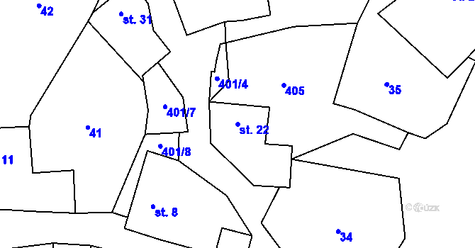 Parcela st. 22 v KÚ Lhotka u Mrákotína, Katastrální mapa