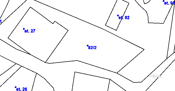 Parcela st. 82/2 v KÚ Lhotka u Mrákotína, Katastrální mapa