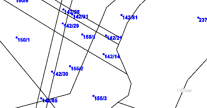 Parcela st. 142/14 v KÚ Lhotka u Mrákotína, Katastrální mapa