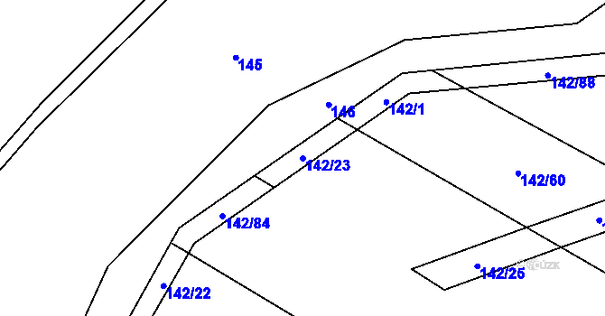 Parcela st. 142/23 v KÚ Lhotka u Mrákotína, Katastrální mapa