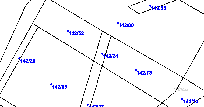 Parcela st. 142/24 v KÚ Lhotka u Mrákotína, Katastrální mapa