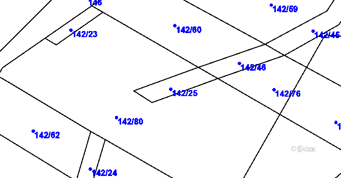 Parcela st. 142/25 v KÚ Lhotka u Mrákotína, Katastrální mapa