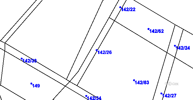 Parcela st. 142/26 v KÚ Lhotka u Mrákotína, Katastrální mapa