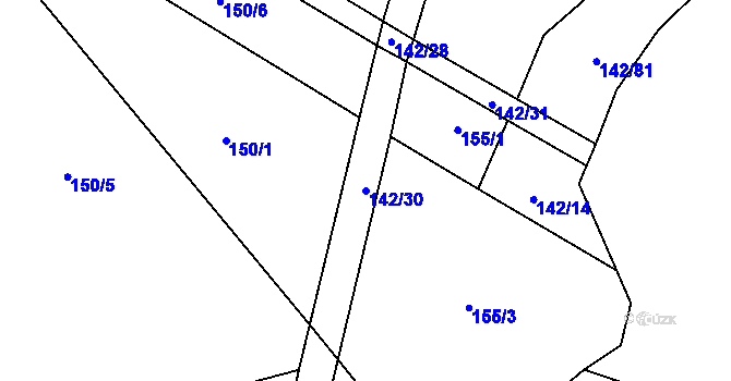 Parcela st. 142/30 v KÚ Lhotka u Mrákotína, Katastrální mapa