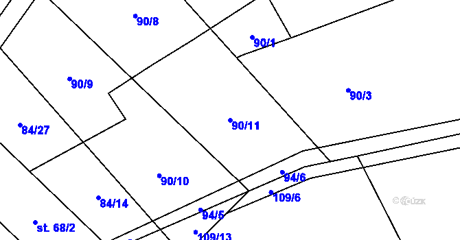Parcela st. 90/11 v KÚ Lhotka u Mrákotína, Katastrální mapa