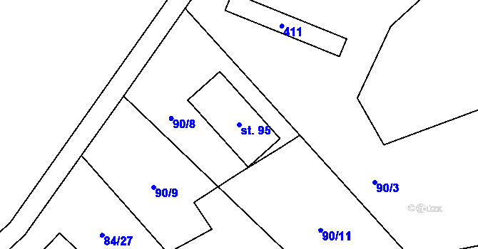 Parcela st. 95 v KÚ Lhotka u Mrákotína, Katastrální mapa