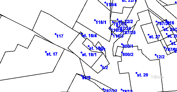 Parcela st. 18/2 v KÚ Lhotka u Žďáru nad Sázavou, Katastrální mapa