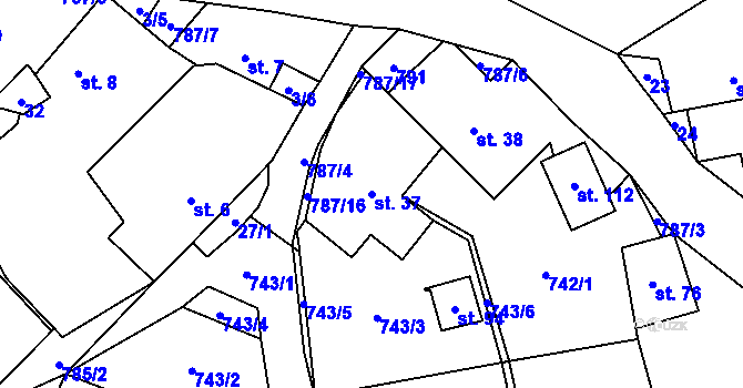 Parcela st. 37 v KÚ Lhotka u Žďáru nad Sázavou, Katastrální mapa