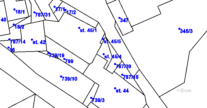 Parcela st. 45/4 v KÚ Lhotka u Žďáru nad Sázavou, Katastrální mapa