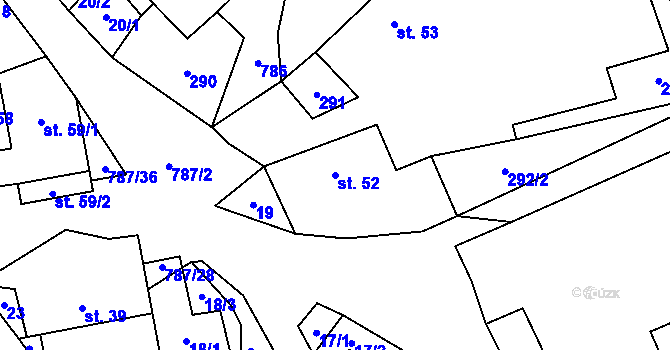 Parcela st. 52 v KÚ Lhotka u Žďáru nad Sázavou, Katastrální mapa