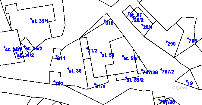 Parcela st. 58 v KÚ Lhotka u Žďáru nad Sázavou, Katastrální mapa