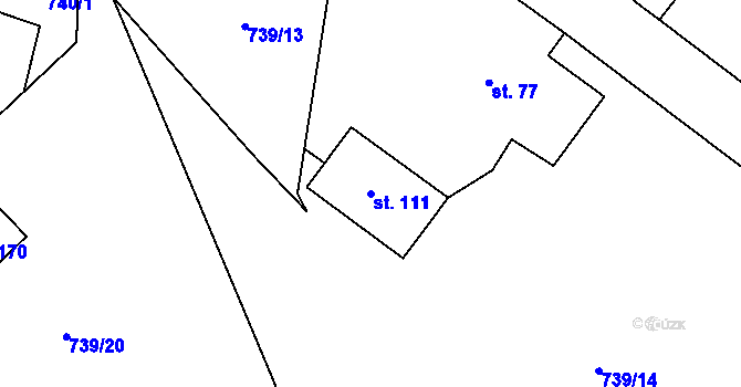 Parcela st. 111 v KÚ Lhotka u Žďáru nad Sázavou, Katastrální mapa