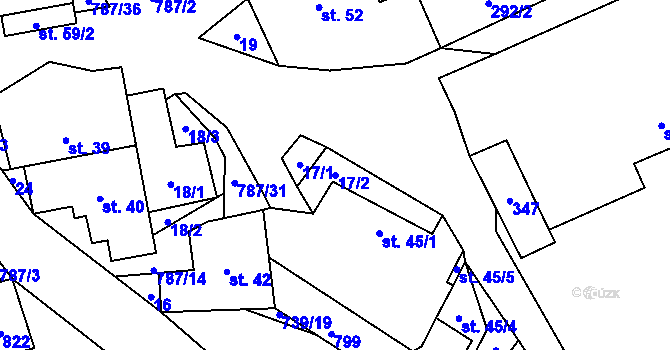 Parcela st. 17/2 v KÚ Lhotka u Žďáru nad Sázavou, Katastrální mapa