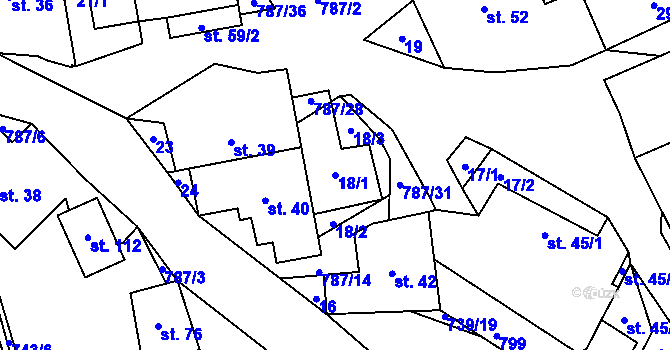 Parcela st. 18/1 v KÚ Lhotka u Žďáru nad Sázavou, Katastrální mapa