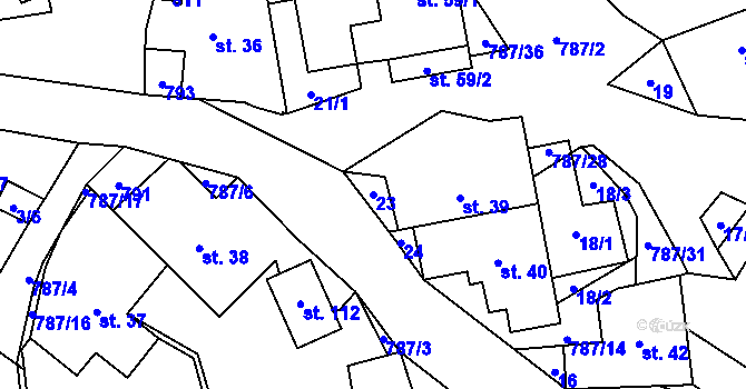 Parcela st. 23 v KÚ Lhotka u Žďáru nad Sázavou, Katastrální mapa