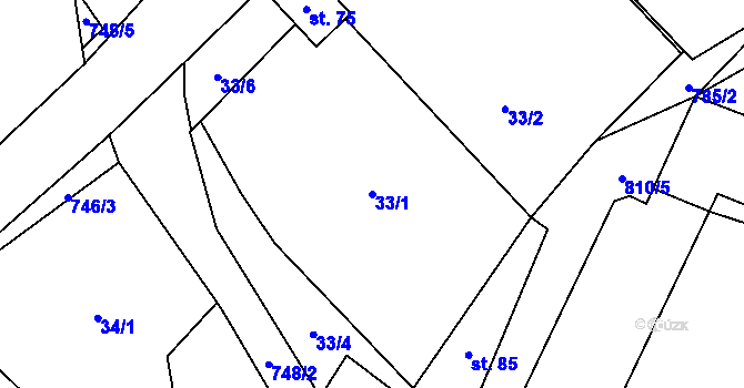 Parcela st. 33/1 v KÚ Lhotka u Žďáru nad Sázavou, Katastrální mapa