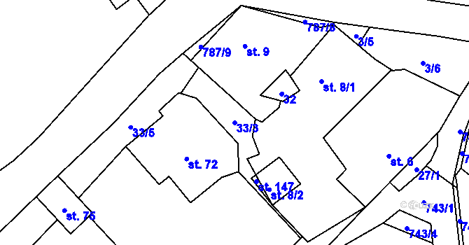 Parcela st. 33/3 v KÚ Lhotka u Žďáru nad Sázavou, Katastrální mapa