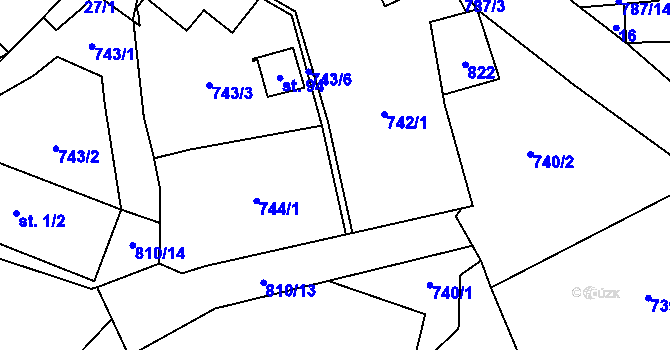 Parcela st. 739/16 v KÚ Lhotka u Žďáru nad Sázavou, Katastrální mapa