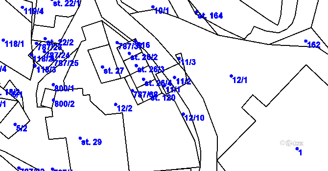 Parcela st. 11/1 v KÚ Lhotka u Žďáru nad Sázavou, Katastrální mapa