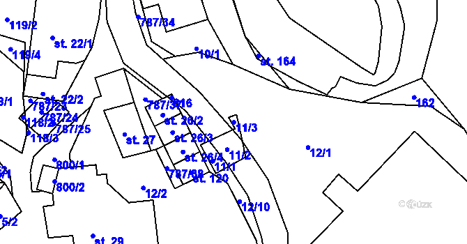 Parcela st. 11/3 v KÚ Lhotka u Žďáru nad Sázavou, Katastrální mapa